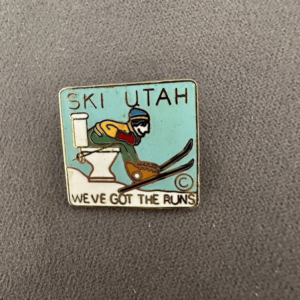 Vintage Ski Utah We've Got The Runs Ski‎ Lapel Pin Brooch Mountain